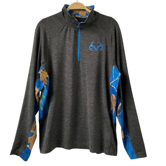Realtree‎ by Colosseum Performance Shirt Men M Gray 1/4 Zip Long Sleeve Fishing - Picture 1 of 10